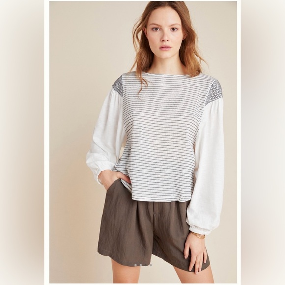 Anthropologie White Aiden Textured Top in Size Small - Picture 1 of 13